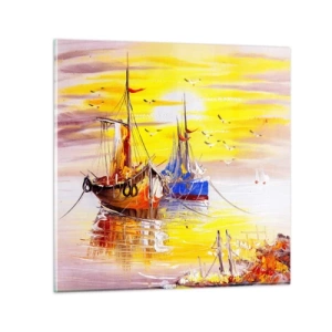 Obraz na skle - Zaslúžený odpočinok v prístave - 30x30 cm