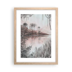 Plagát v ráme zo svetlého duba - Denník cestovateľa z 19. storočia - 30x40 cm