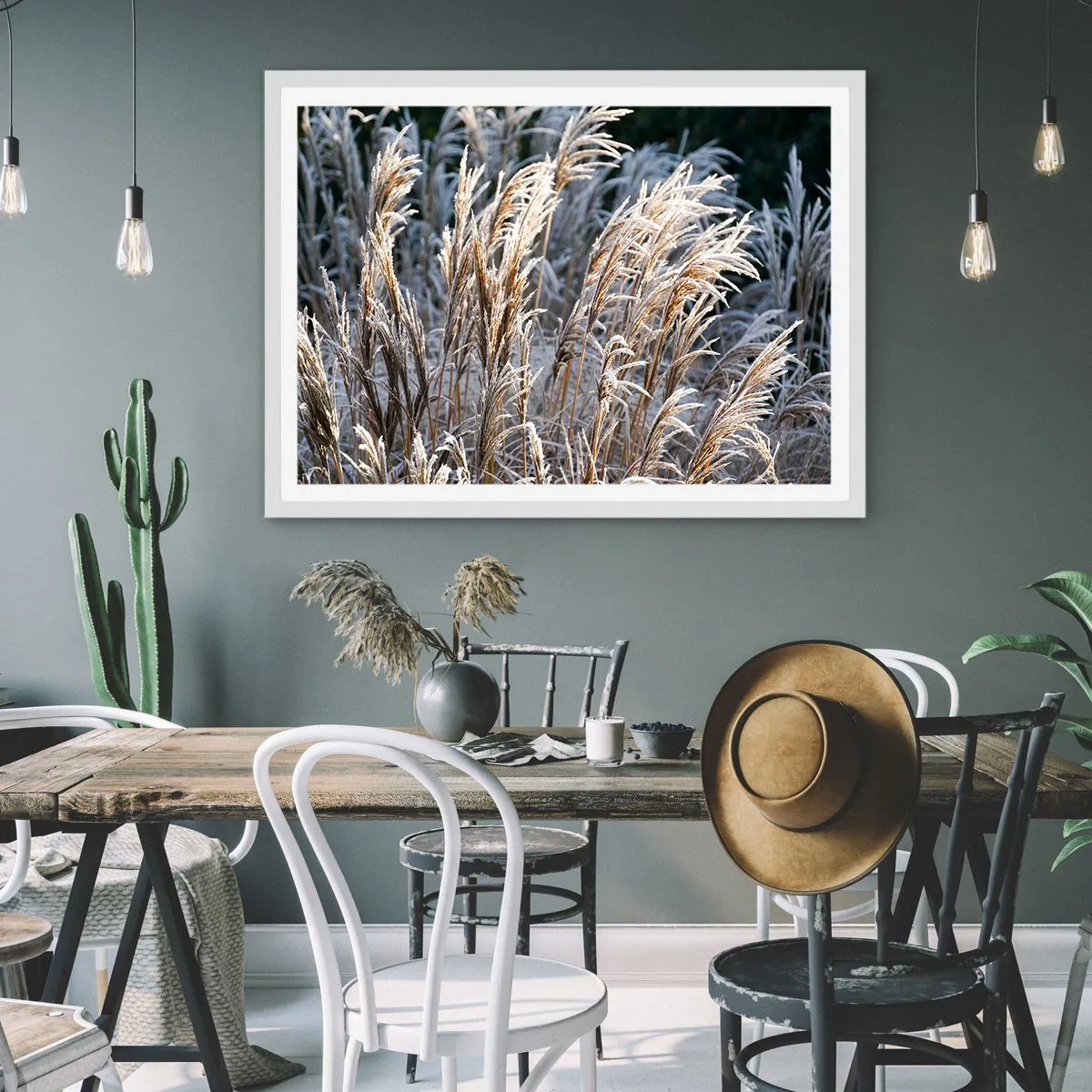 Plagát v bielom ráme - Mrazom pokryté - 70x50 cm