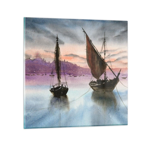 Obraz na skle - Večer v prístave - 70x70 cm