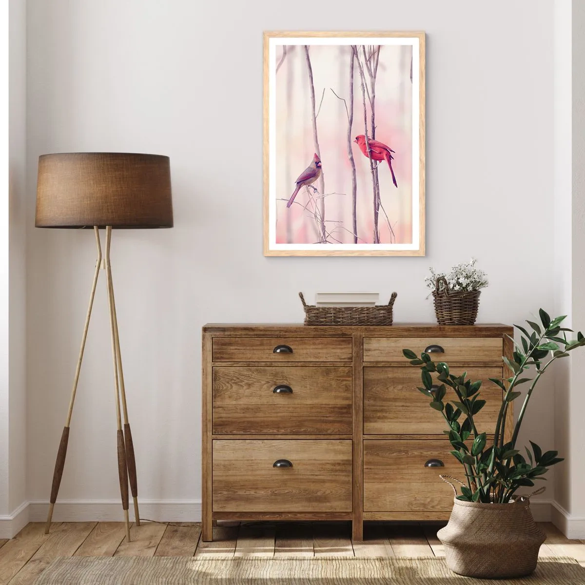 Plagát v ráme zo svetlého duba - Príbeh ružového lesa - 50x70 cm