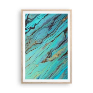 Plagát v ráme zo svetlého duba - Tyrkysový príliv - 61x91 cm