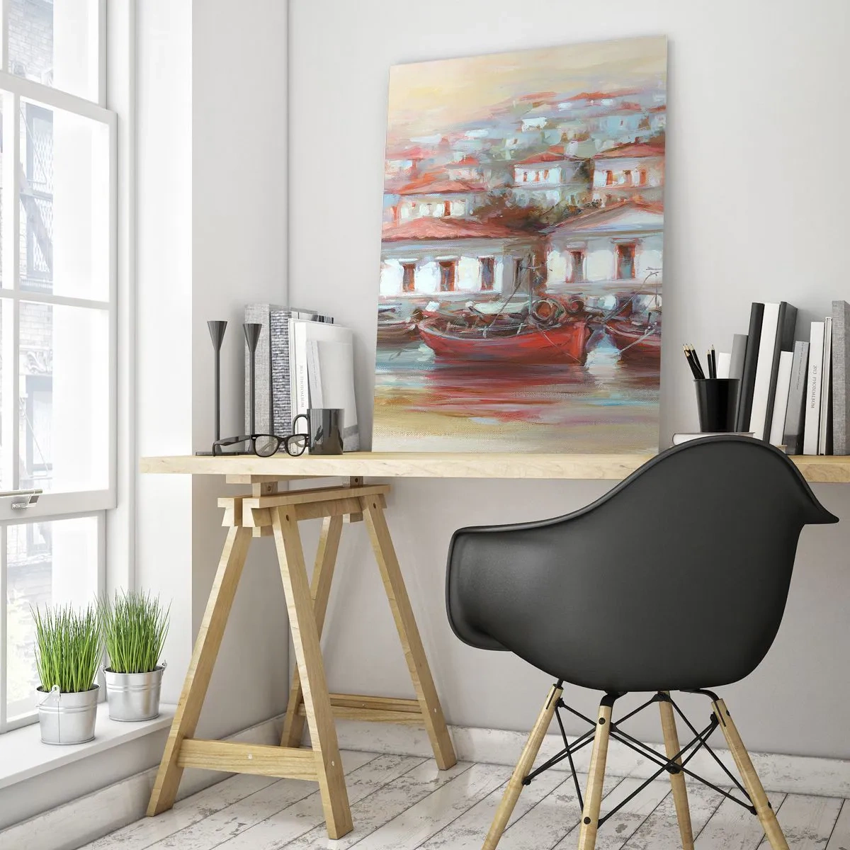 Obraz na skle - Šťastné mestečko - 50x70 cm