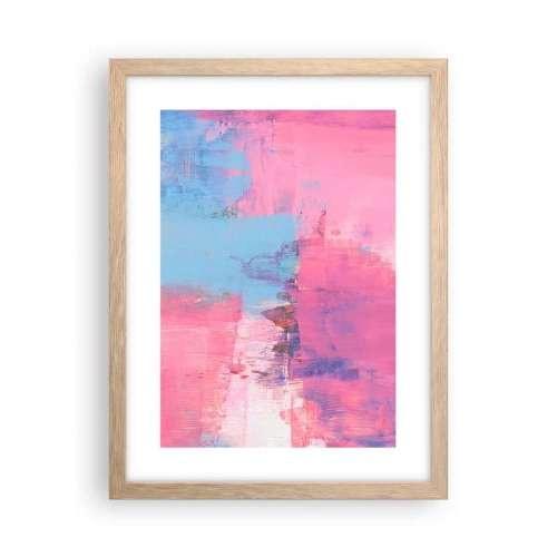 Plagát v ráme zo svetlého duba - Ružová, modrá a štipka svetla - 30x40 cm