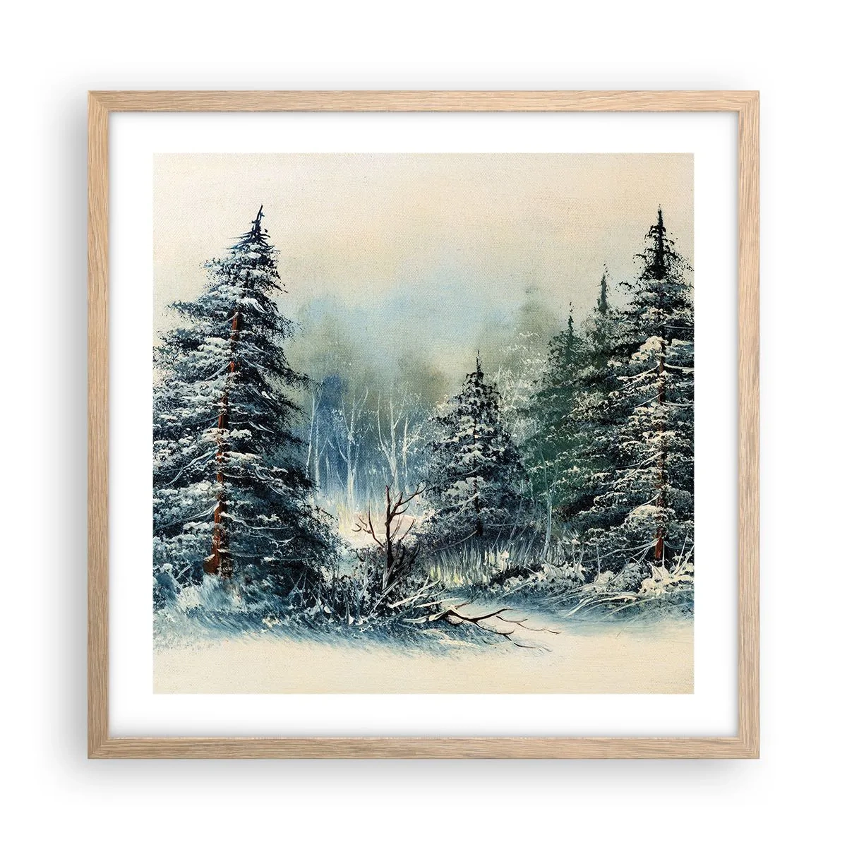 Plagát v ráme zo svetlého duba - Pripravenie na Vianoce - 50x50 cm