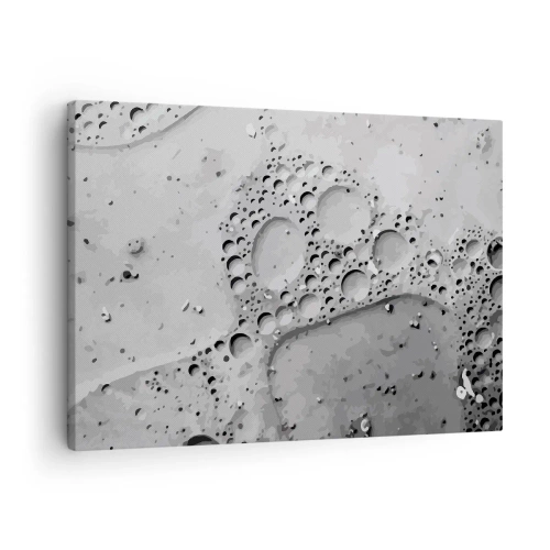 Obraz na plátne - Čiernobiely bublinový vzor v minimalistickom štýle - 70x50cm - Stopa po spenenom - Moderná nástenná dekorácia do obývacej izby a spálne ARTTOR