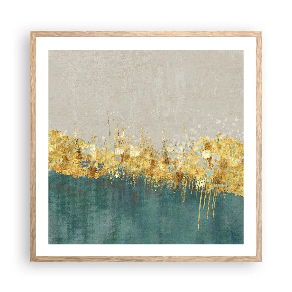 Plagát v ráme zo svetlého duba - Zlatá hranica - 60x60 cm