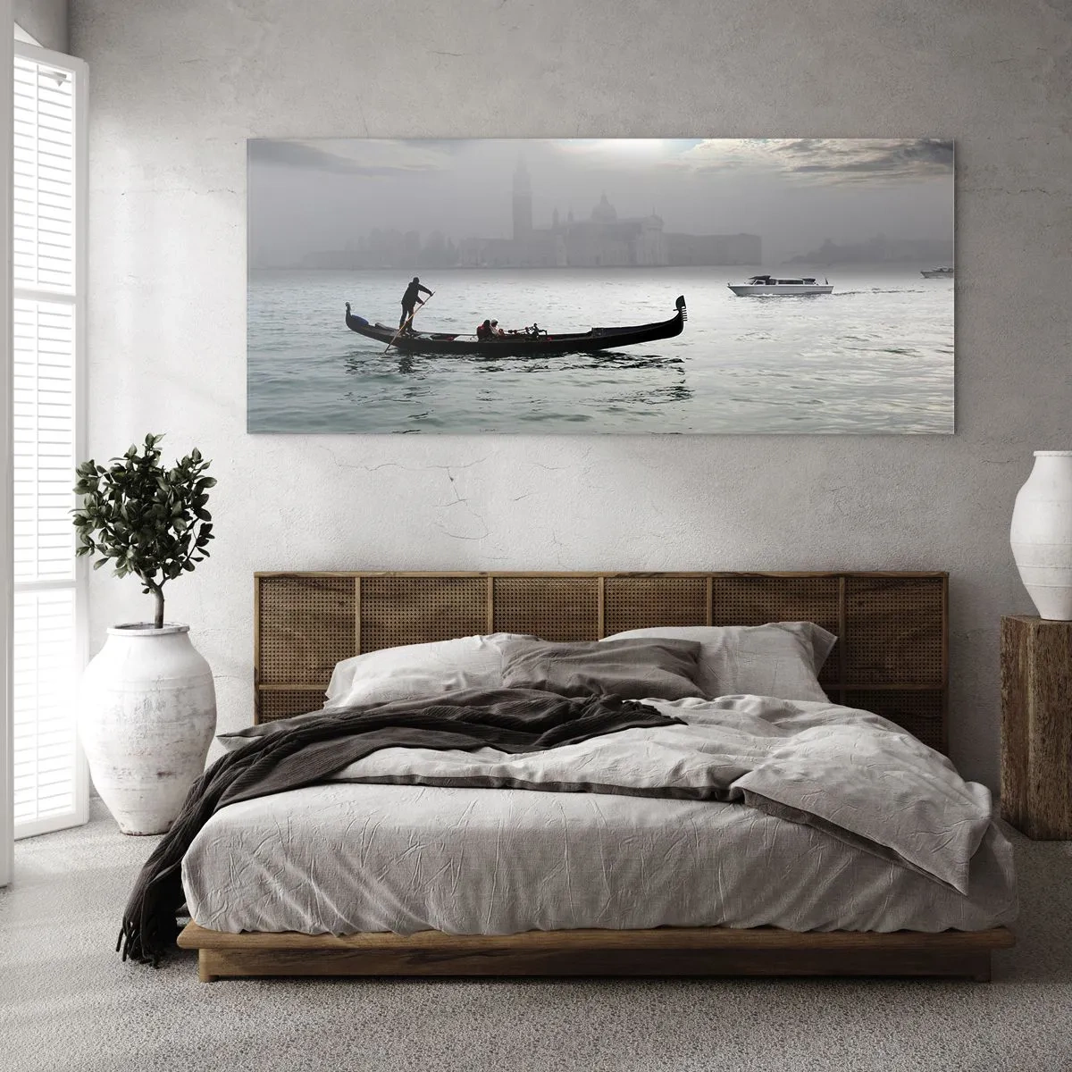 Obraz na skle - Rozprávkové mesto z vody a hmly - 100x40 cm