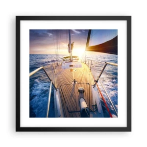 Plagát v čiernom ráme - Bežiaca po vlnách - 40x40 cm