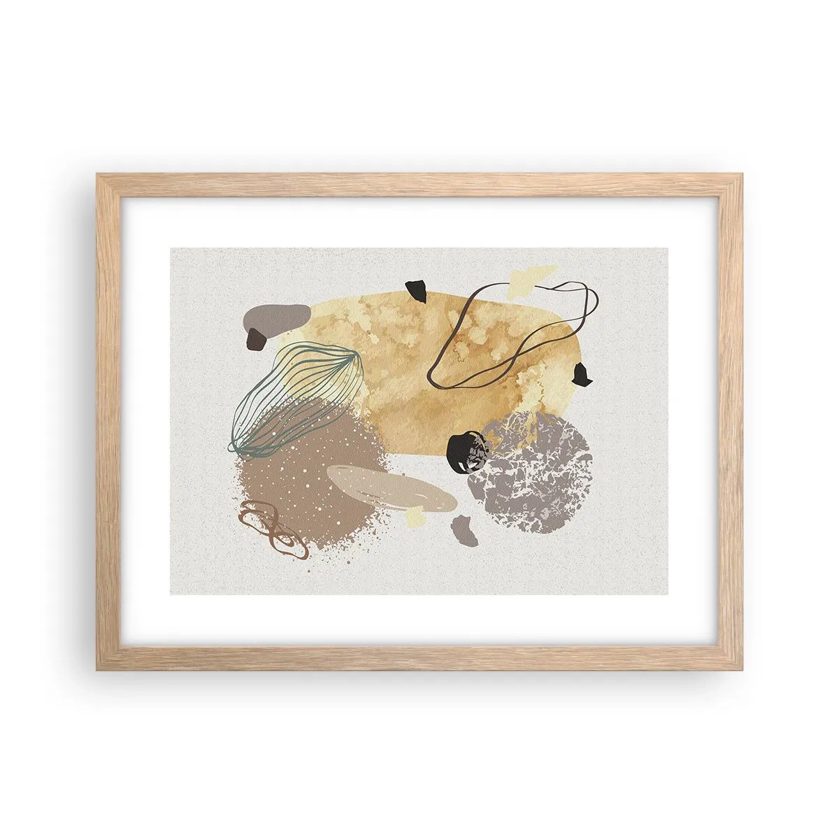 Plagát v ráme zo svetlého duba - Abstraktná slivka - 40x30 cm