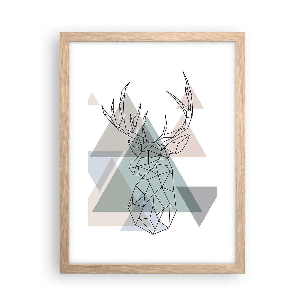 Plagát v ráme zo svetlého duba - V geometrickom lese - 30x40 cm