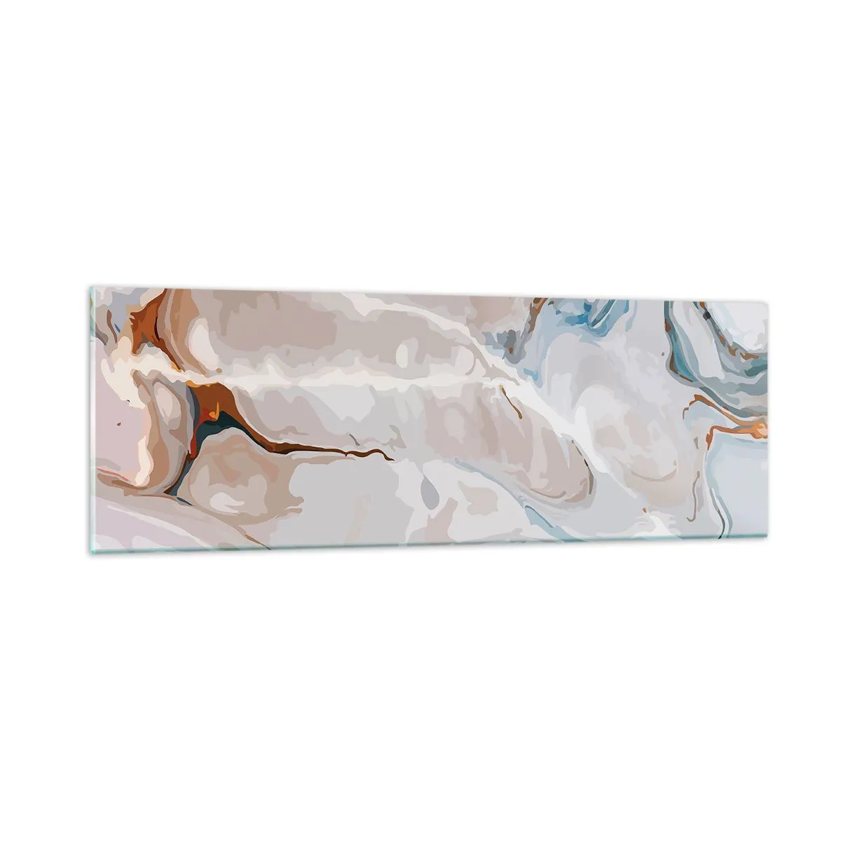 Obraz na skle - Modré meandre pod bielou - 90x30 cm