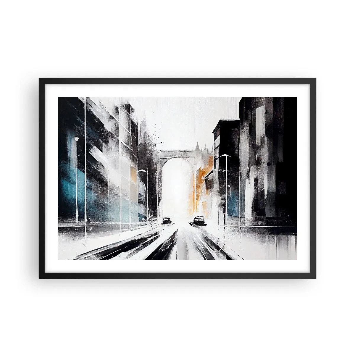 Plagát v čiernom ráme - Štúdia mesta: architektúra a pohyb - 70x50 cm