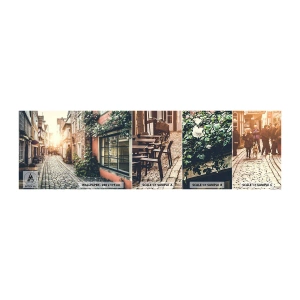 Vzorka samolepiacej fototapety Deluxe Sticker - Ružová ulička v ružovej žiare - Mesto, Holandsko, Architektúra - 100x30 cm