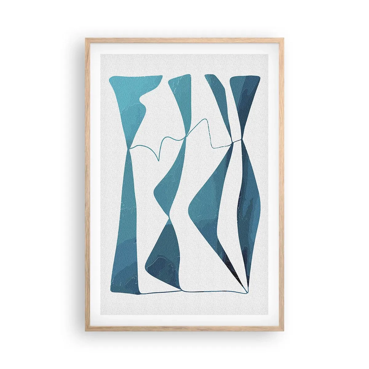 Plagát v ráme zo svetlého duba - Abstrakcia: tyrkysový vzťah - 61x91 cm