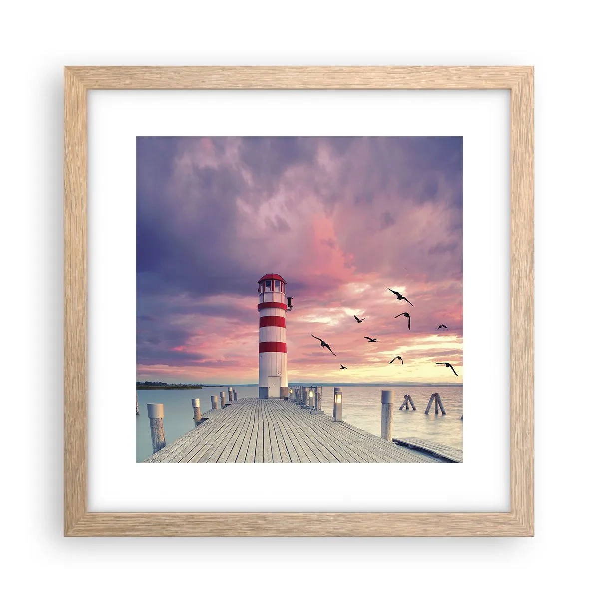 Plagát v ráme zo svetlého duba - Čas ísť do prístavu - 30x30 cm