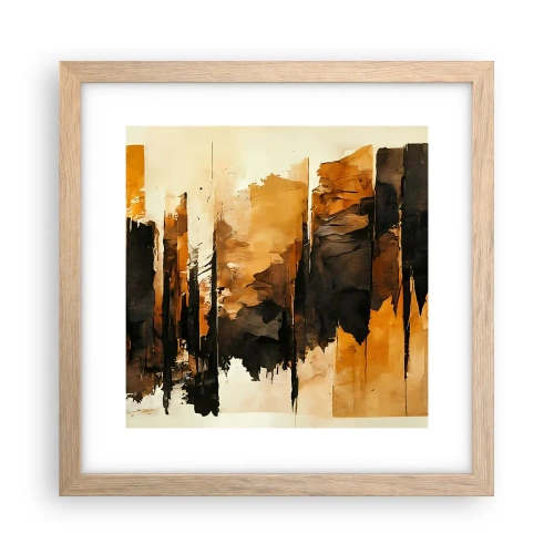 Plagát v ráme zo svetlého duba - Harmónia čiernej a zlatej - 30x30 cm