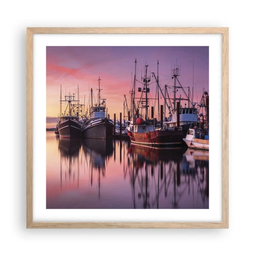 Plagát v ráme zo svetlého duba - Pred ďalším dňom - 50x50 cm
