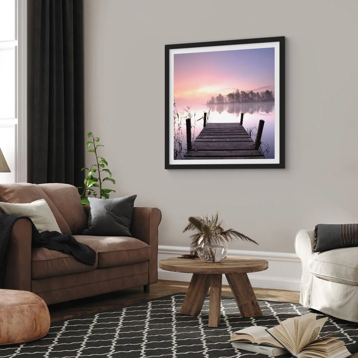 Plagát v čiernom ráme - Z ľaliovej hmly… - 40x40 cm