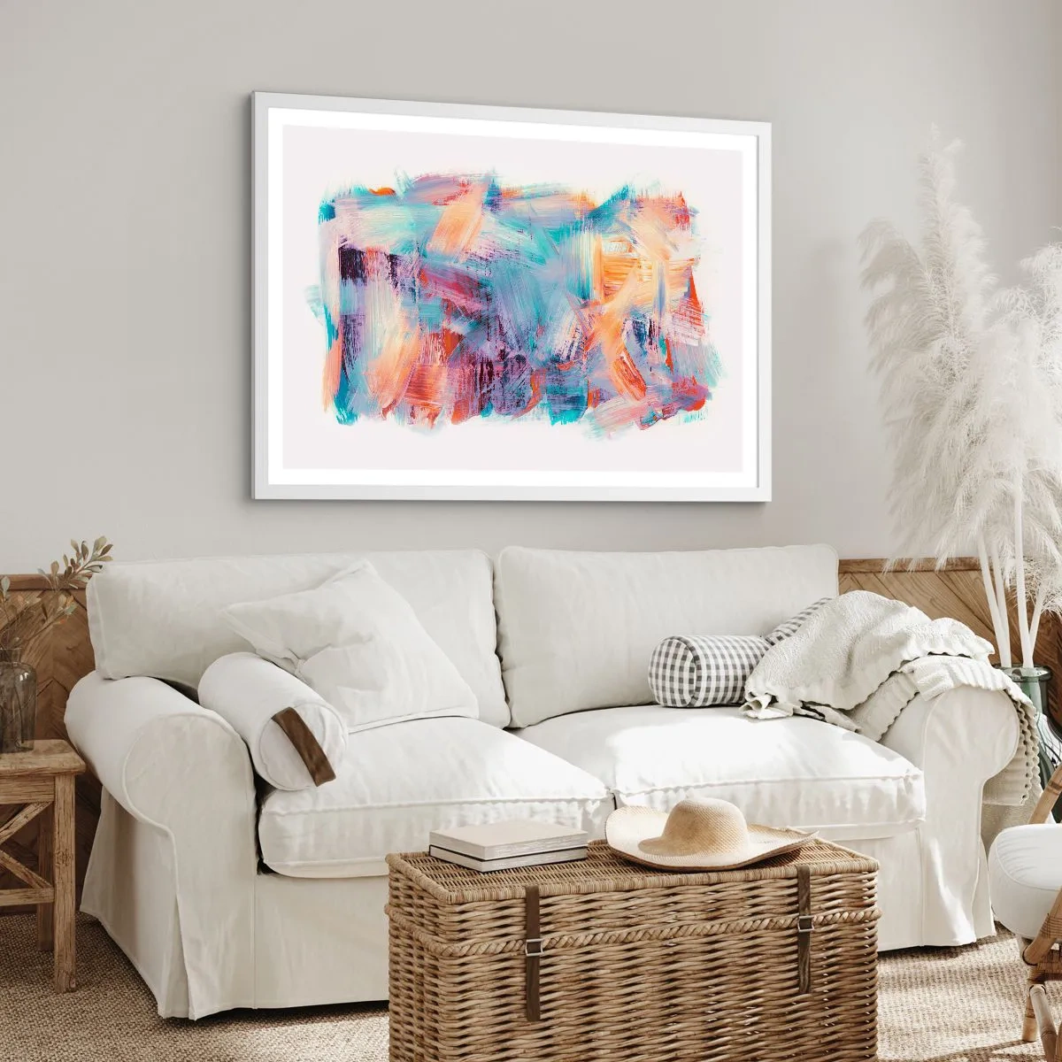 Plagát v bielom ráme - Farebný neporiadok - 100x70 cm