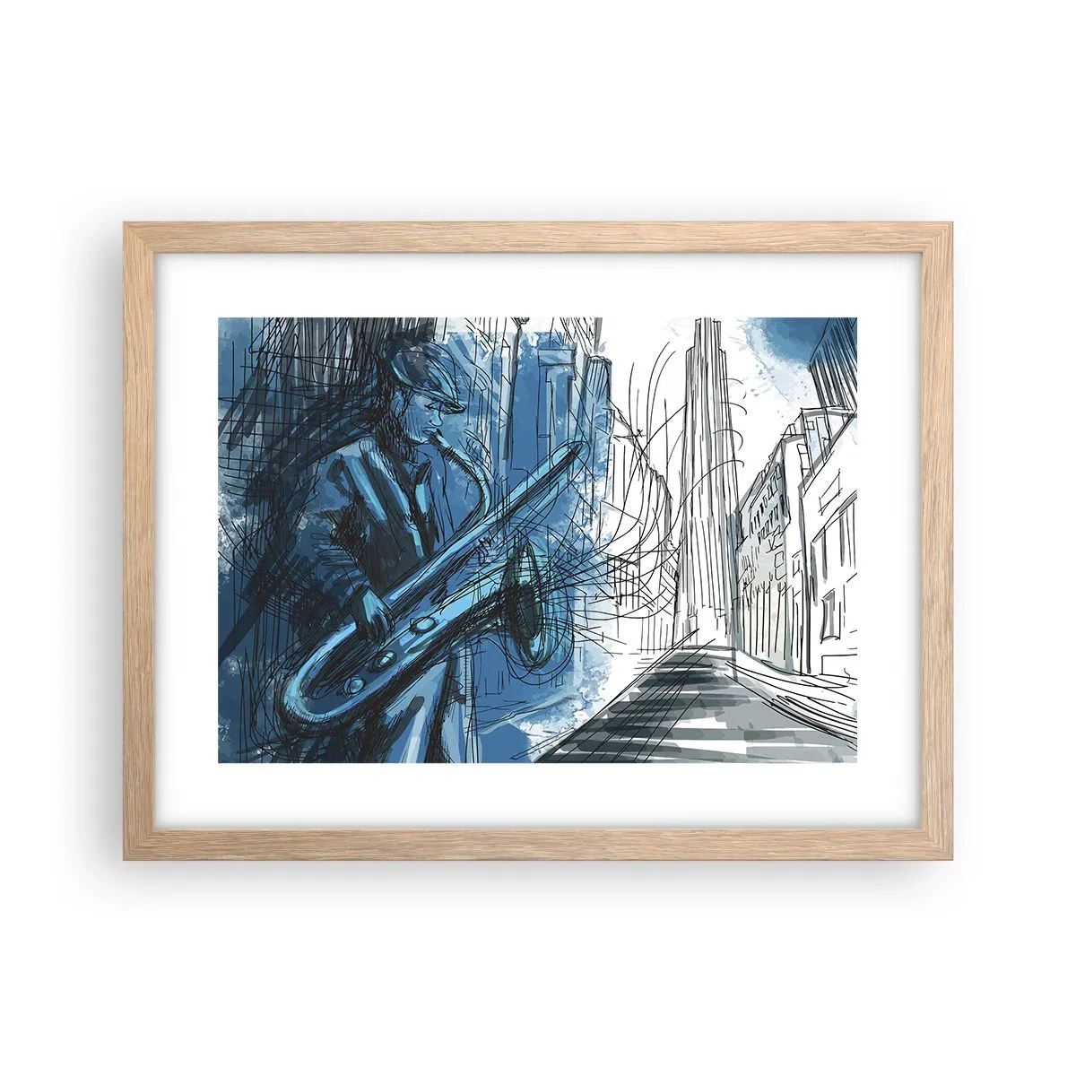 Plagát v ráme zo svetlého duba - Mestská rapsódia - 40x30 cm