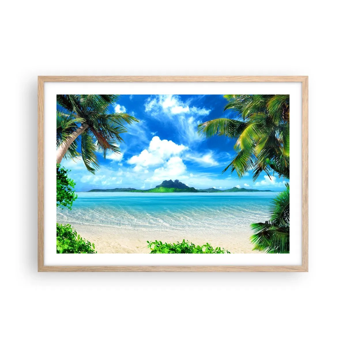 Plagát v ráme zo svetlého duba - Lazúr trópov - 70x50 cm