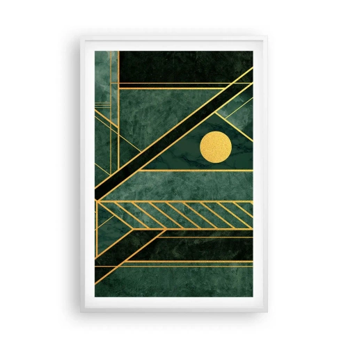 Plagát v bielom ráme - Dynamika zlata a lazuritu - 61x91 cm