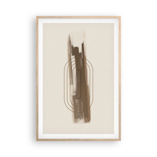 Plagát v ráme zo svetlého duba - Závan šedej - 61x91 cm