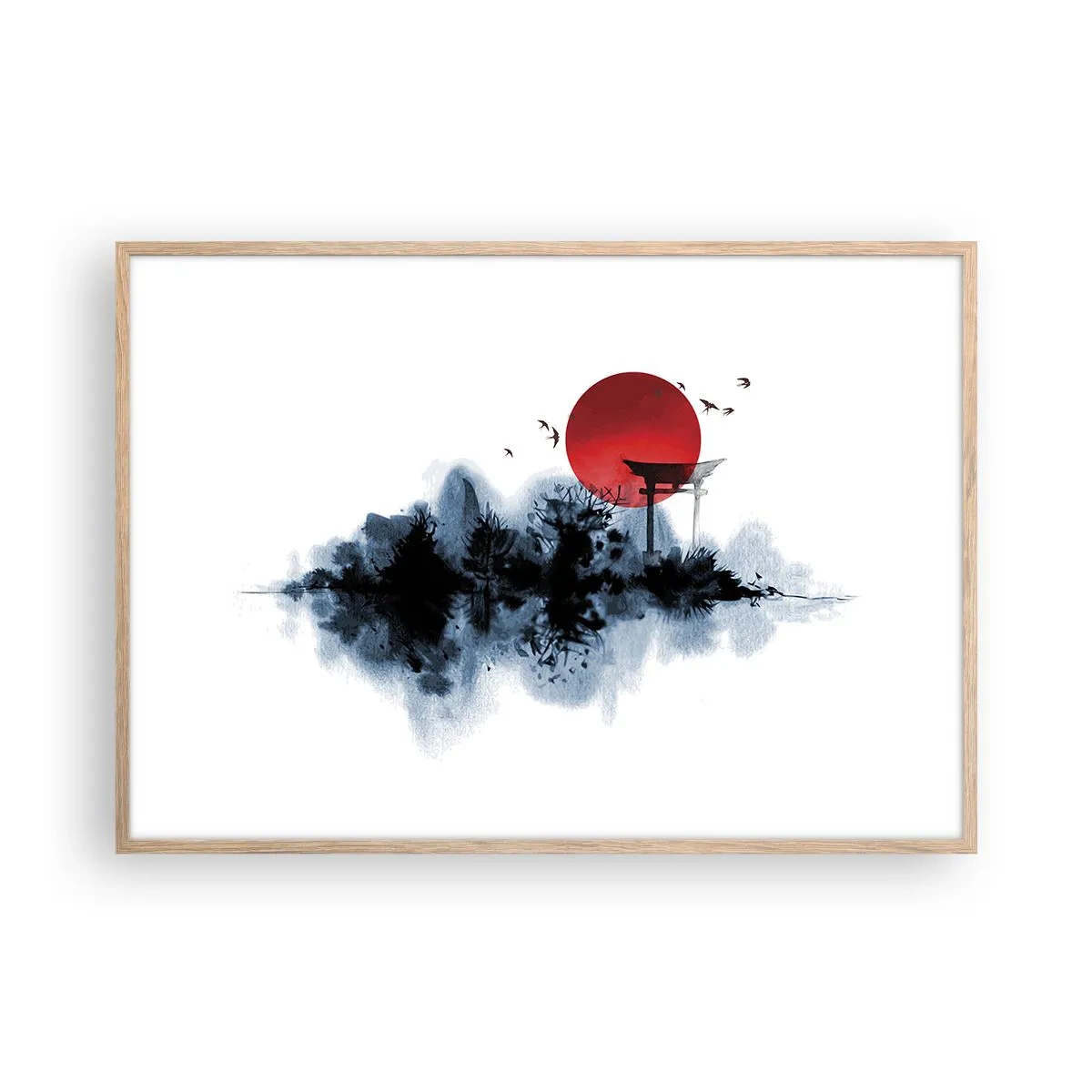 Plagát v ráme zo svetlého duba - Japonský pohľad - 100x70 cm