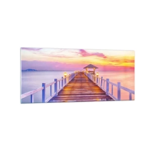 Obraz na skle - Ľaliovo-zlaté ticho večera - 120x50 cm