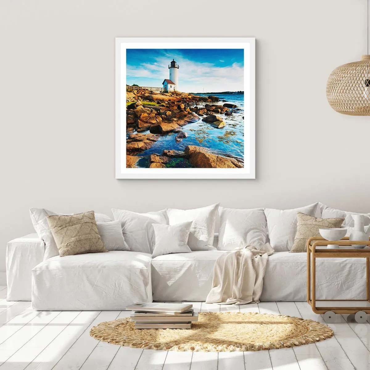 Plagát v bielom ráme - Vráťte sa šťastne, čakám - 60x60 cm