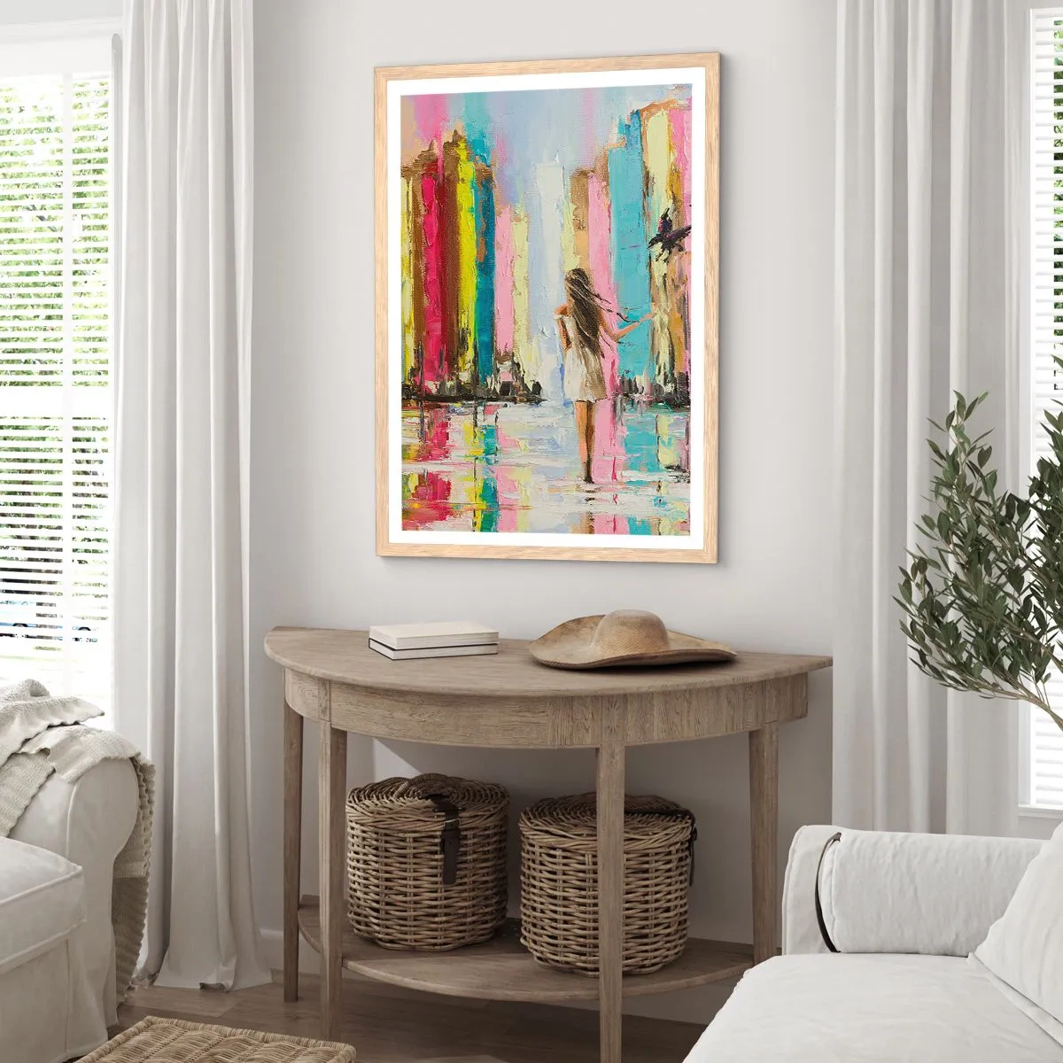 Plagát v ráme zo svetlého duba - Poď so mnou - 61x91 cm