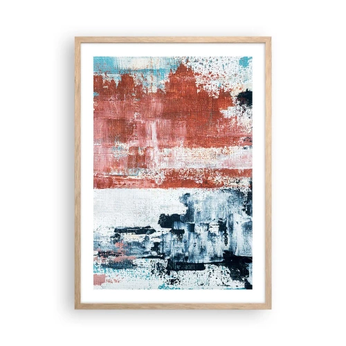 Plagát v ráme zo svetlého duba - Abstraktné pol na pol - 50x70 cm