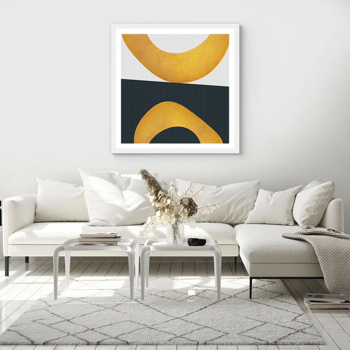 Plagát v bielom ráme - Po prvé: zlato - 60x60 cm
