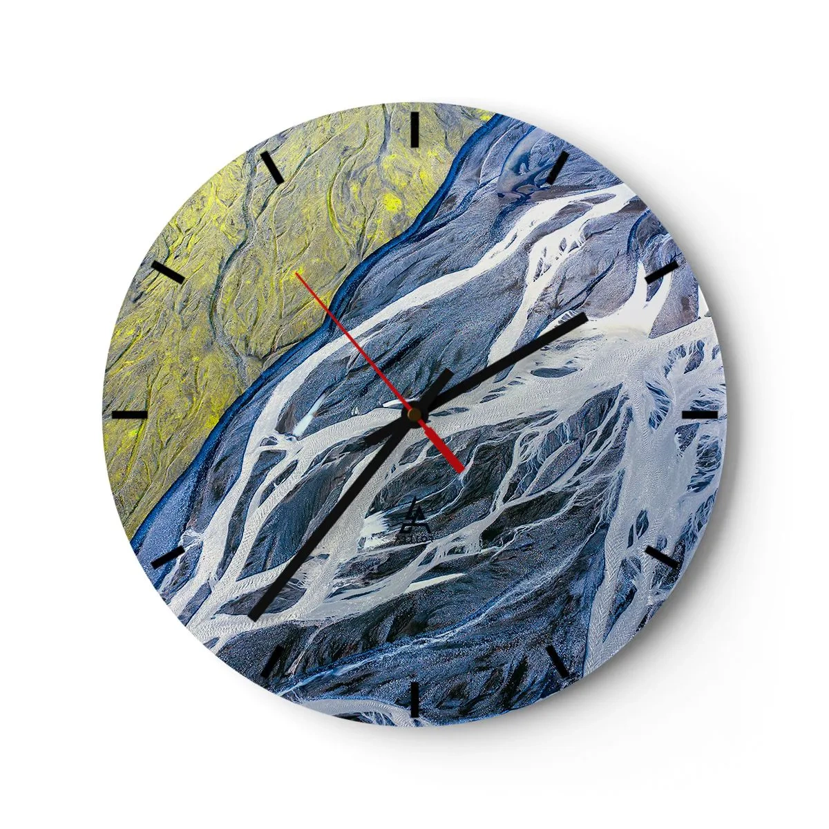 Nástenné hodiny - Abstraktné letecké snímky riek a sedimentov - 30x30cm - Jaskynné maľby prírody - Moderná nástenná dekorácia do obývacej izby, kuchyne a spálne ARTTOR