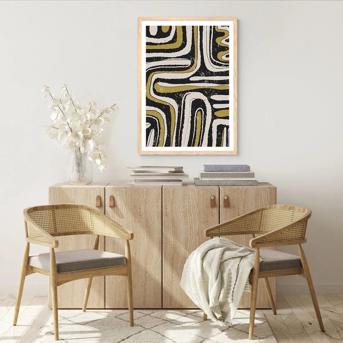 Plagát v ráme zo svetlého duba - Kompozícia: trakty a uličky - 61x91 cm