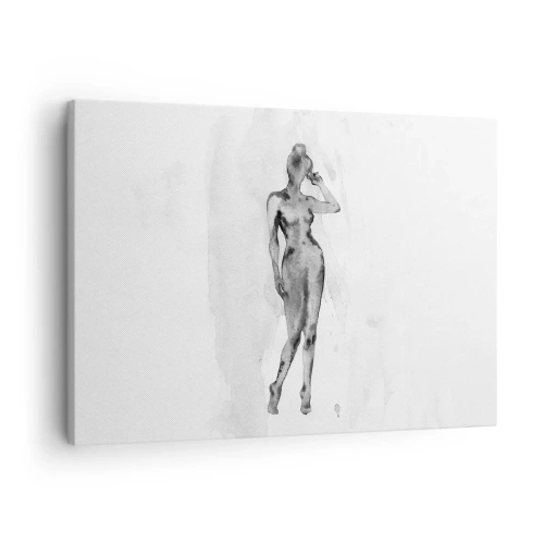 Obraz na plátne - Náčrt ženskej siluety v odtieňoch sivej - 70x50cm - Štúdia o ideáli ženskosti - Moderná nástenná dekorácia do obývacej izby a spálne ARTTOR