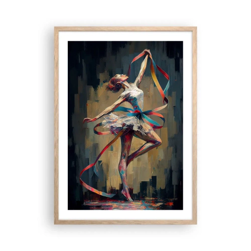 Plagát v ráme zo svetlého duba - Tanec so stuhou - 50x70 cm