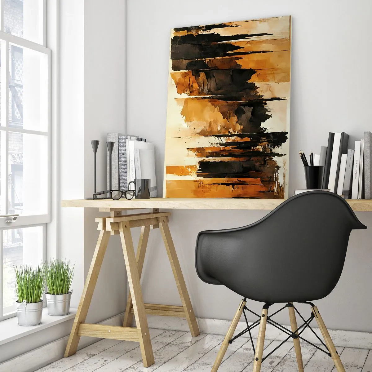 Obraz na skle - Harmónia čiernej a zlatej - 50x70 cm