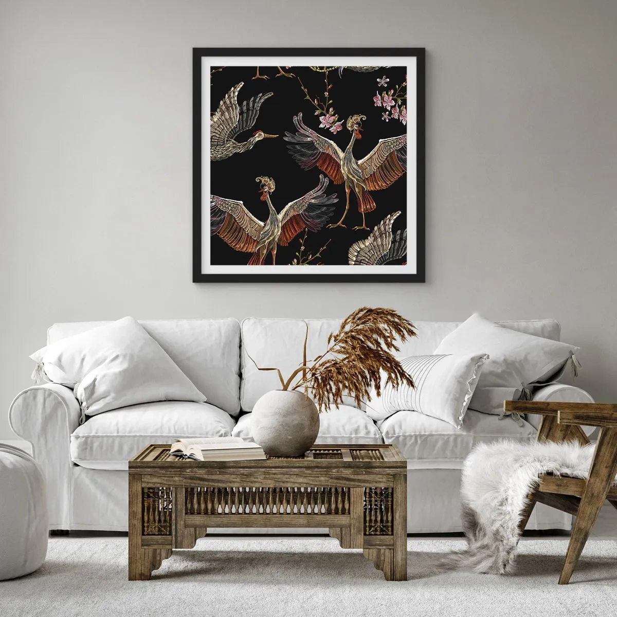 Plagát v čiernom ráme - Rozprávkový vták - 50x50 cm