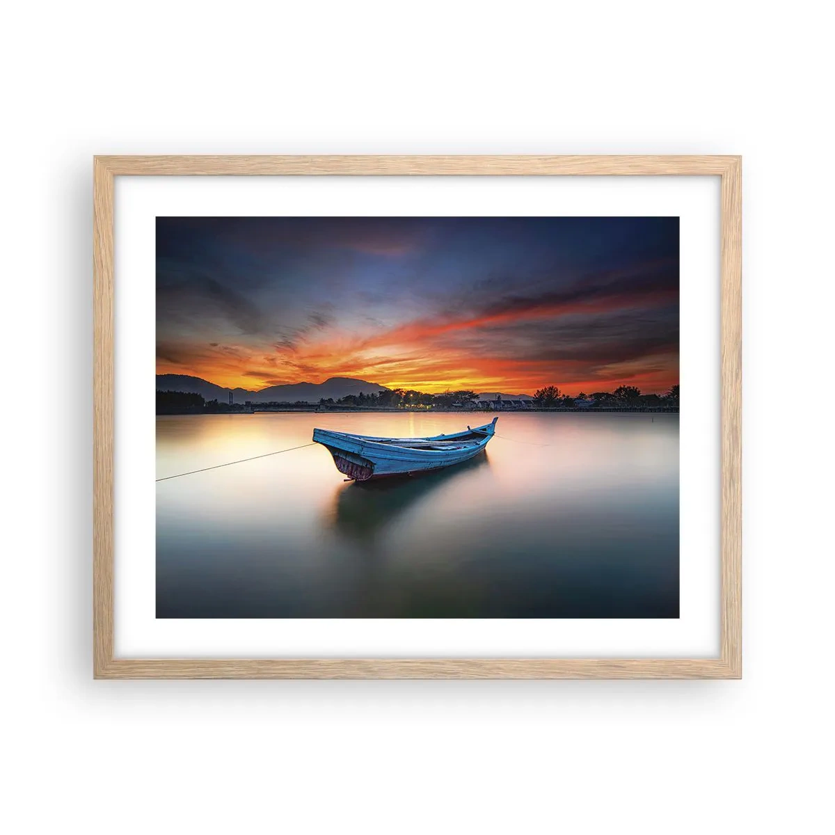 Plagát v ráme zo svetlého duba - Blíži sa dobrá noc - 50x40 cm