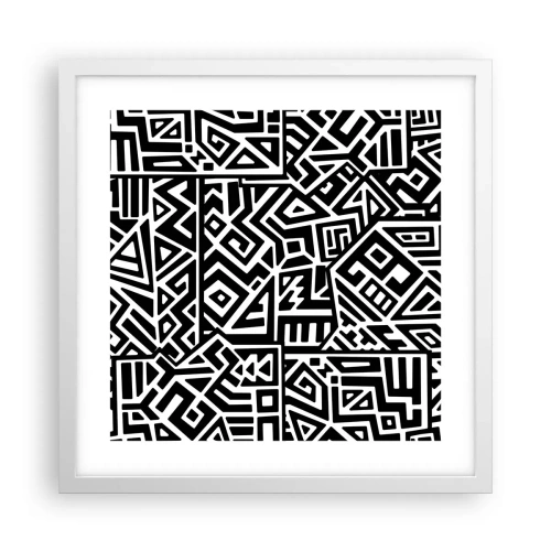 Plagát v bielom ráme - Predkolumbovská kompozícia - 40x40 cm