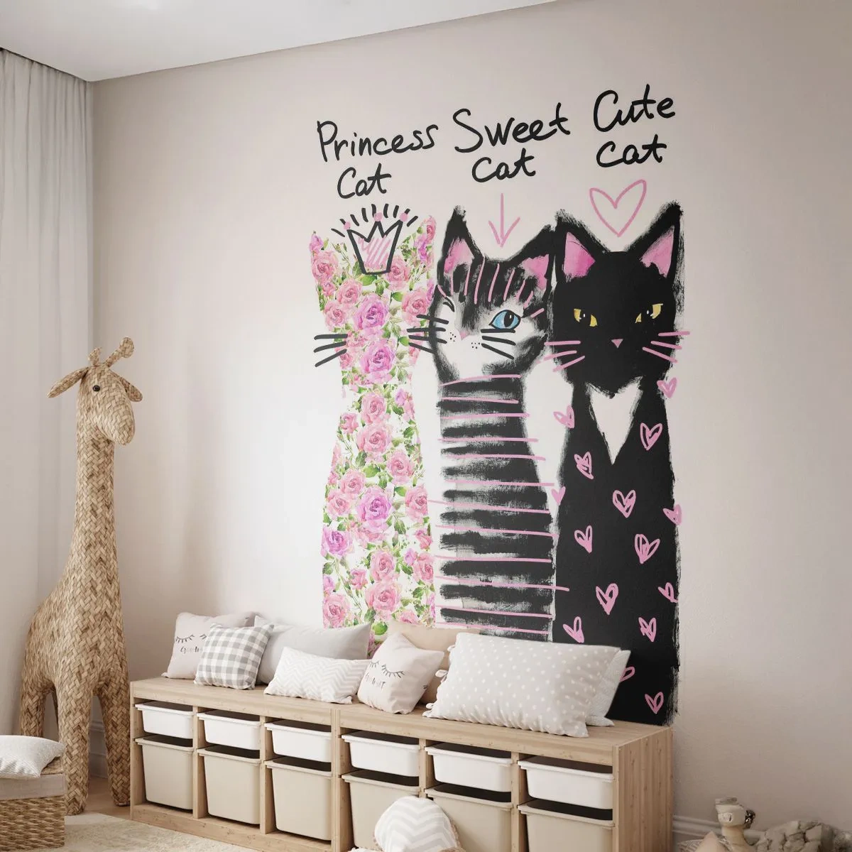 Fototapeta Premium Canvas - Boli raz tri mačičky - Pre deti, Cat, Zvieratá - 250x175 cm