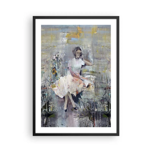 Plagát v čiernom ráme - Abstraktná postava ženy v šatách na textúrovanom pozadí - 50x70cm - Klasická a moderná - Moderná nástenná dekorácia do obývacej izby a spálne ARTTOR