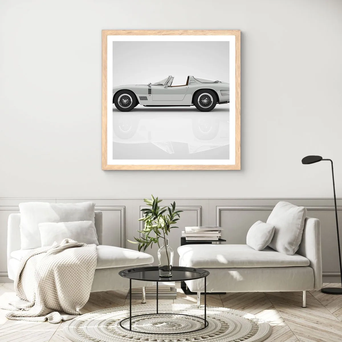 Plagát v ráme zo svetlého duba - Prísľub zábavy - 50x50 cm