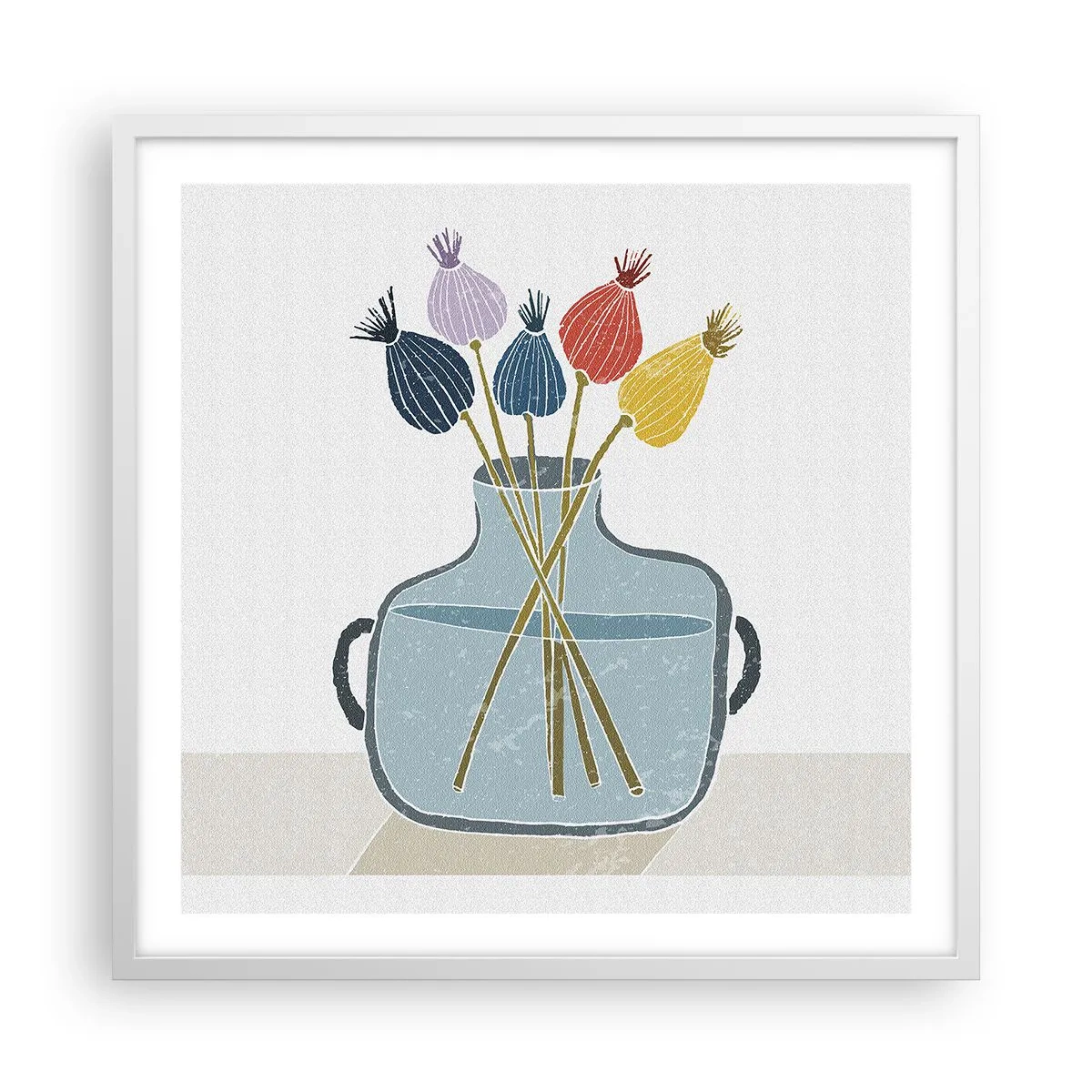 Plagát v bielom ráme - Makové kvety - 60x60 cm