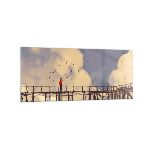 Obraz na skle - Modrý stesk - 120x50 cm