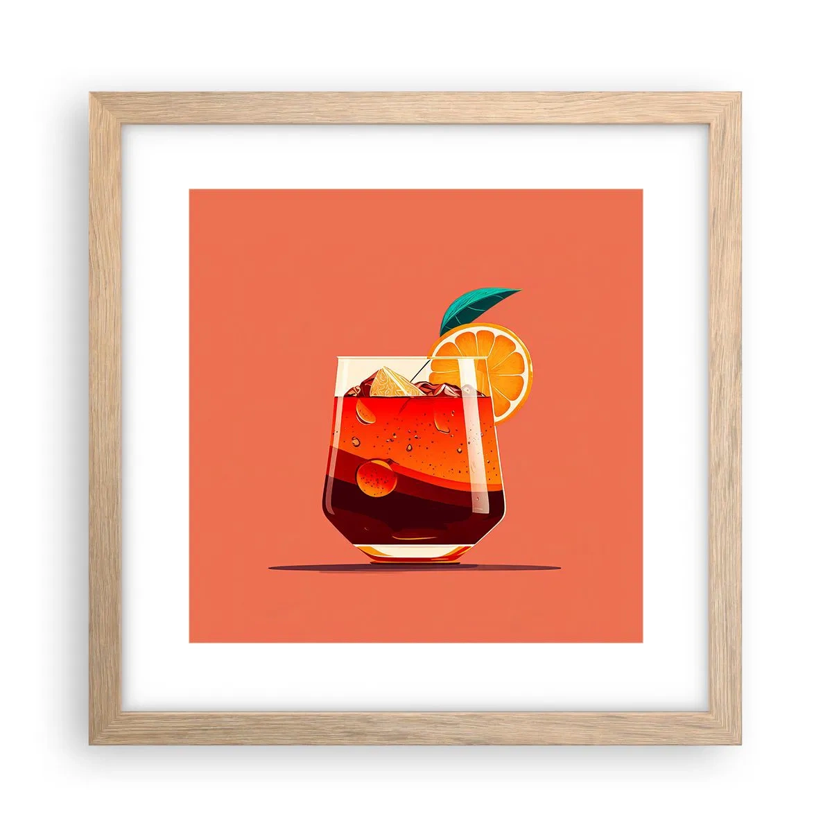 Plagát v ráme zo svetlého duba - Letné osvieženie - 30x30 cm