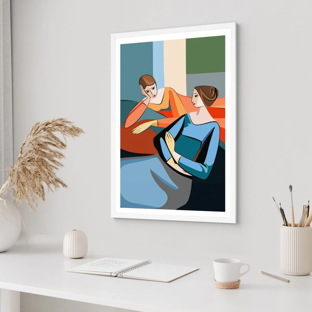 Plagát v bielom ráme - Dôverná chvíľa - 70x100 cm