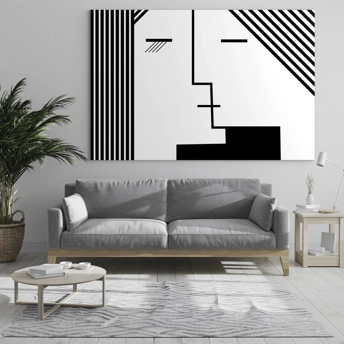 Obraz na skle - Grafické spracovanie bozku v minimalistickom štýle - 70x50cm - Proste bozk - Moderná nástenná dekorácia do obývacej izby a spálne ARTTOR
